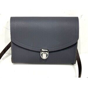 Cambridge Satchel Company Leather Pushlock Crossbody Bag Gray Purse